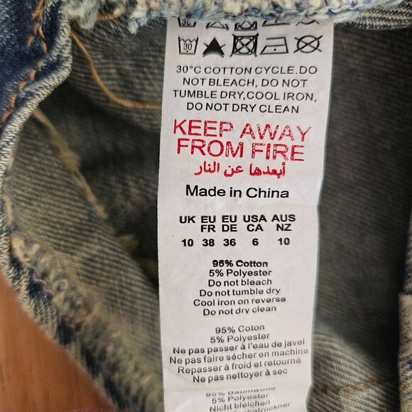 SALE Prettylittlething PLT Vintage Wash Denim Wrap Over Mini Skirt - sz US 6 NWT - Picture 6 of 9